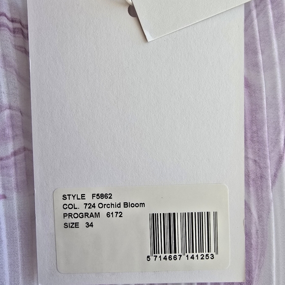 Ganni Purple and White Long Sleeve Mock Neck Dress, new with label - Picture 6 of 11